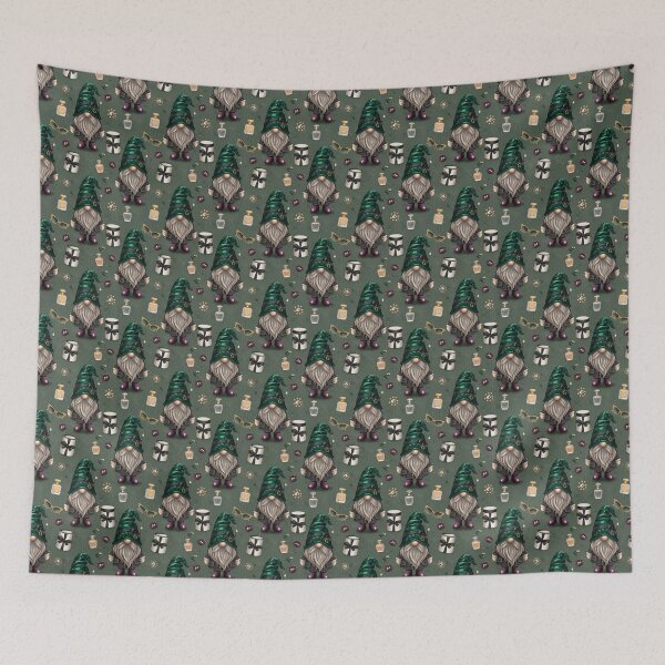 Item preview, Whimsical Green Hat Gnome Illustration – Cozy Elegant Fantasy Art designed and sold by Fabricbella.