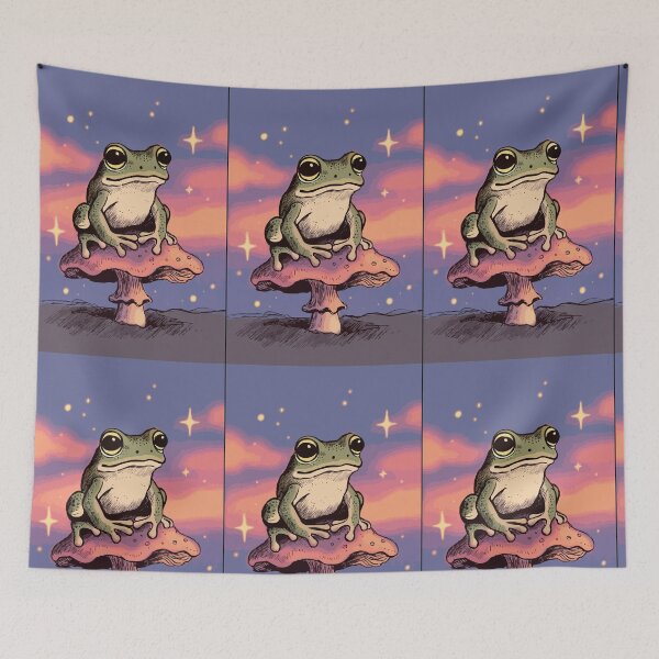 Item preview, Cavetown Whimsical Frog on Mushroom Twilight Illustration designed and sold by Custom Crest.