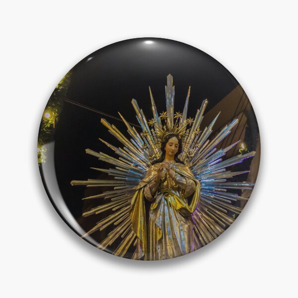 Item preview, Religious Virgin Mary Statue With Radiant Halo at Night Festival Parade Under Warm Lights designed and sold by Nmallia.