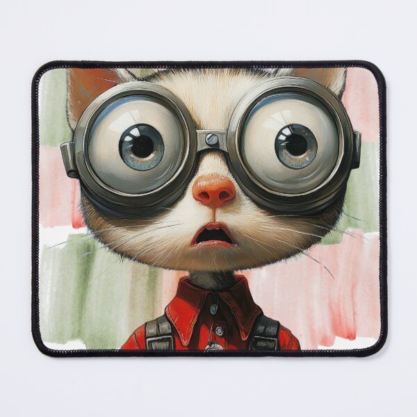 Item preview, Wide-Eyed Wonder Cat – Cute Big Goggles Kitten Illustration designed and sold by ChenEngEng.