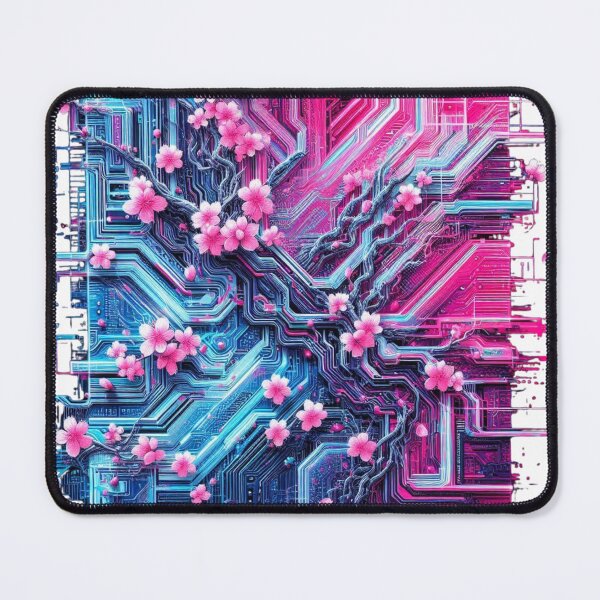 Item preview, Glitch Cherry Blossom Cyber Circuit designed and sold by Artist Bishhnu Banerji.
