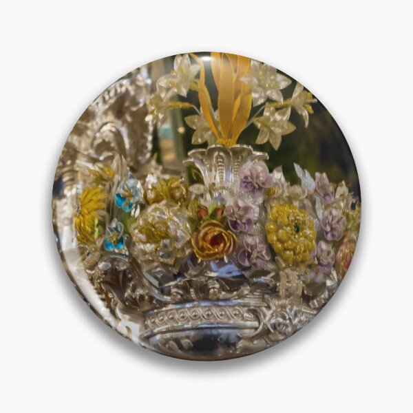 Item preview, Ornate Silver Crown With Floral Decorations Mounted On Elaborate Liturgy Float During Night Parade designed and sold by Nmallia.