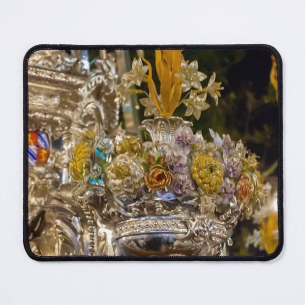 Item preview, Ornate Silver Crown With Floral Decorations Mounted On Elaborate Liturgy Float During Night Parade designed and sold by Nmallia.
