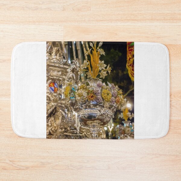 Item preview, Ornate Silver Crown With Floral Decorations Mounted On Elaborate Liturgy Float During Night Parade designed and sold by Nmallia.