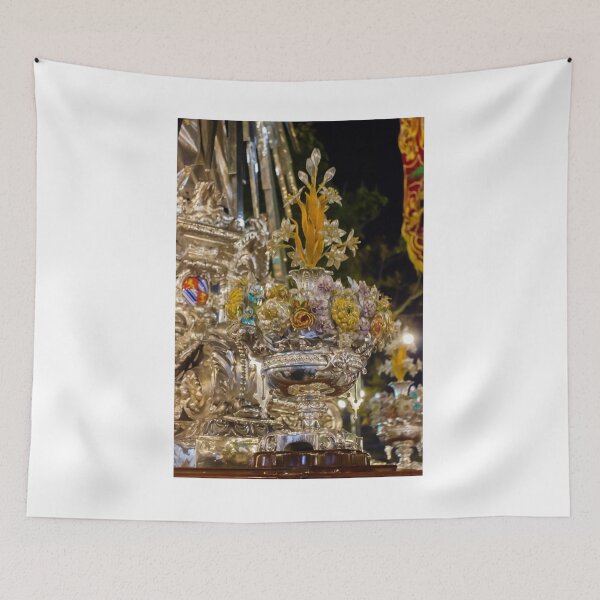 Item preview, Ornate Silver Crown With Floral Decorations Mounted On Elaborate Liturgy Float During Night Parade designed and sold by Nmallia.