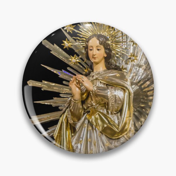 Item preview, Statue Of Virgin Mary With Radiant Halo And Starburst Rays In Dark Background designed and sold by Nmallia.