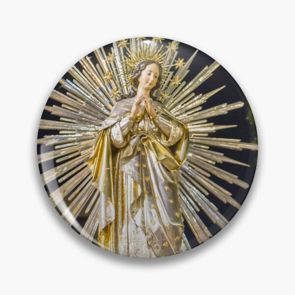 Item preview, Religious Virgin Mary Statue With Radiant Halo During Night Procession in Festive Catholic Parade designed and sold by Nmallia.
