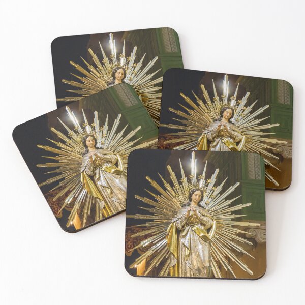Item preview, Statue of Virgin Mary With Radiant Golden Rays in Nighttime Street Procession designed and sold by Nmallia.