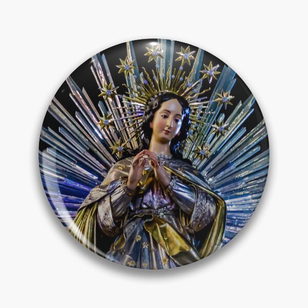 Item preview, Statue Of Virgin Mary With Radiant Halo And Starburst Rays In Dark Background designed and sold by Nmallia.