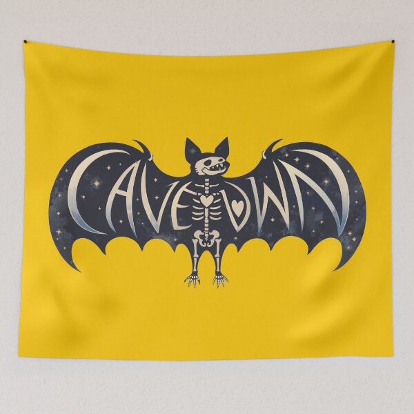 Item preview, Whimsical Gothic Bat “CAVETOWN” Typography – Indie Aesthetic Moon & Stars Illustration designed and sold by Custom Crest.