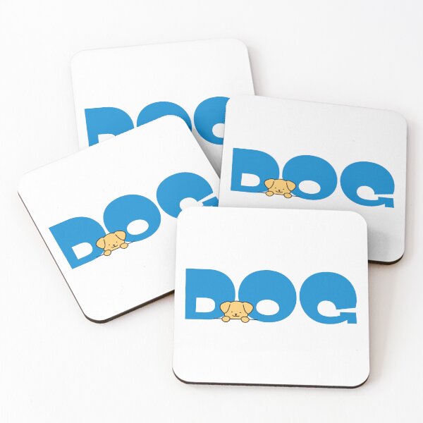 Item preview, Dog Word Art - Cute Orange Dog Peeking Behind Blue Letters designed and sold by Love3Happy.