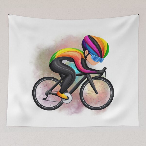 Item preview, Rainbow Galaxy Cyclist – Colorful Space Bike Illustration designed and sold by ChenEngEng.