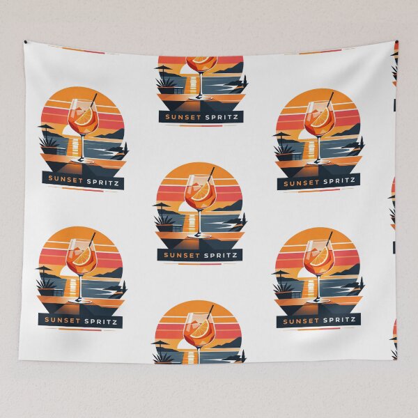 Item preview, Sunset Spritz – Stylish summer cocktail design in a retro sunset look designed and sold by FrenchieFever.