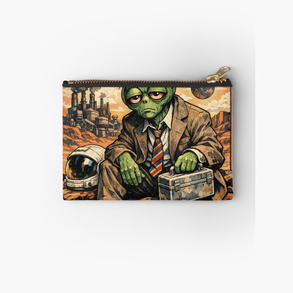 Item preview, Clocked In On Mars Retro Alien Office Worker Vintage 90s Style Dystopian Corporate Burnout Humorous Sci-Fi Art by Vivaan Studio. designed and sold by Vivaan Studio.