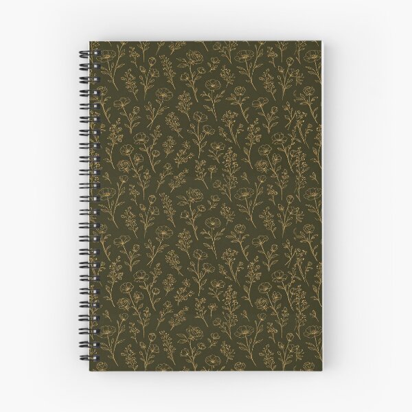 Item preview, Golden Wildflower Glow – Dark Olive Botanical Seamless Pattern designed and sold by AZPrintz.