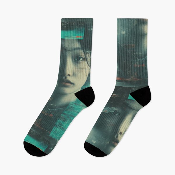 Item preview, Abstract Signal Liminal Cyberpunk Glitch Portrait Art Print designed and sold by WartonnoArt.