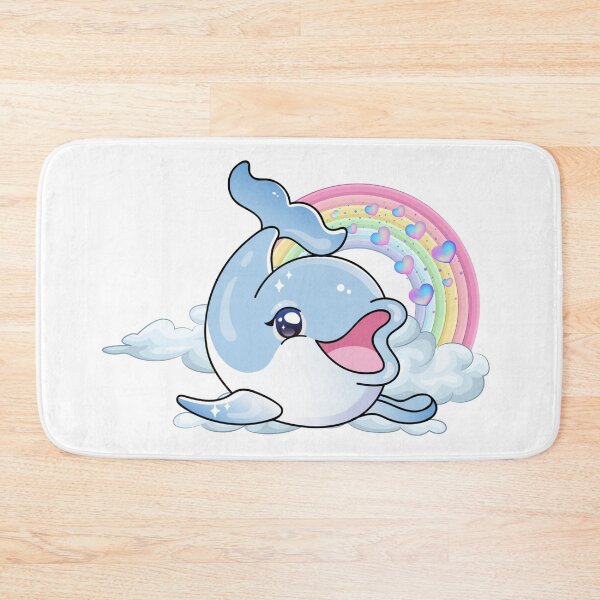 Item preview, Playful Dolphin - Cute Blue Dolphin with Rainbow and Hearts in the Clouds designed and sold by Love3Happy.