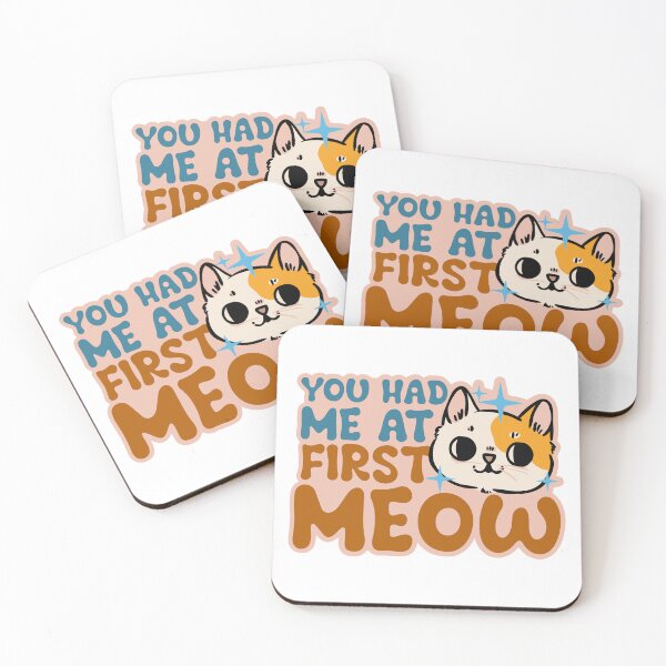 Item preview, You Had Me At First Meow Retro Sparkle Cat Pun designed and sold by mjmcb.
