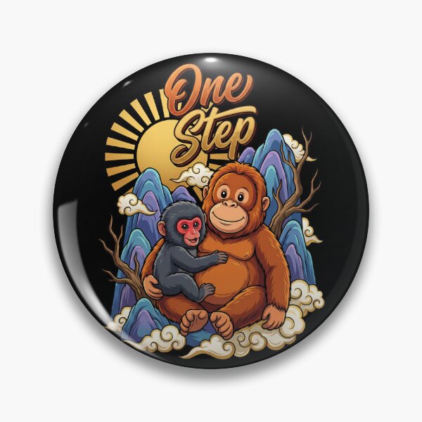 Item preview, Baby Macaque Sitting On Orangutan Toy Lap One Step designed and sold by Tong4130.