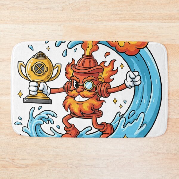 Item preview, A cartoon fire hydrant surfing and holding gold trophy. designed and sold by LineLoo.