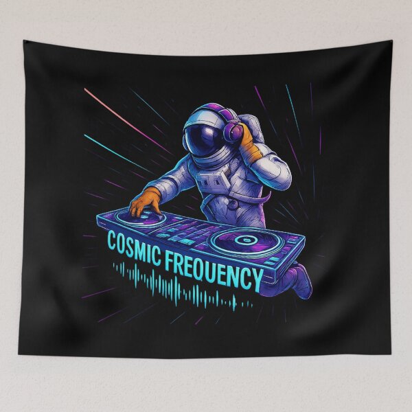 Item preview, Cosmic Frequency - Astronaut DJ Mixing on Holographic Turntables in Space designed and sold by MKreative Studio.