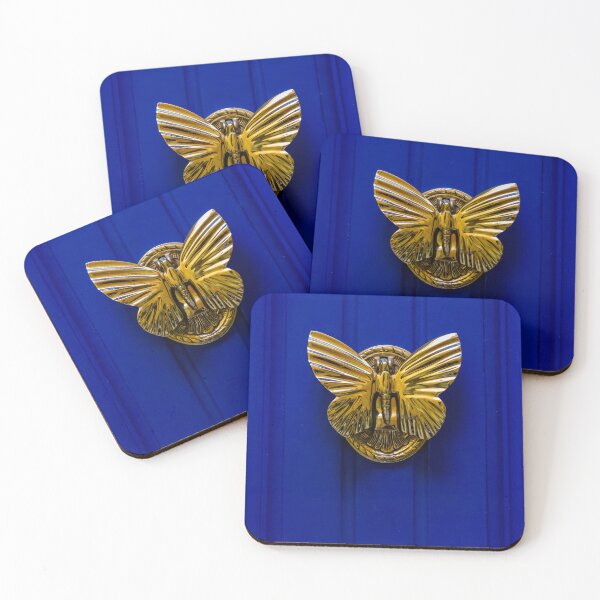 Item preview, Golden Butterfly Door Knocker On A Deep Blue Door Creates Elegant, Luxurious Welcome designed and sold by Nmallia.