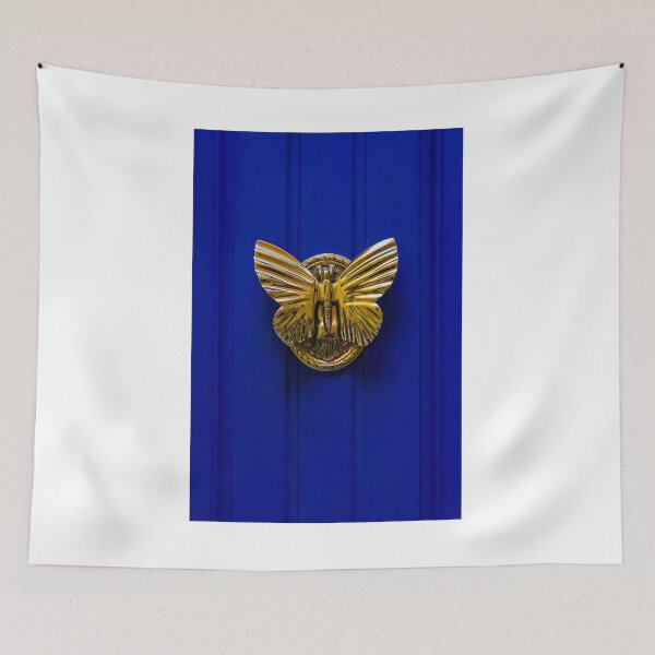 Item preview, Golden Butterfly Door Knocker On A Deep Blue Door Creates Elegant, Luxurious Welcome designed and sold by Nmallia.
