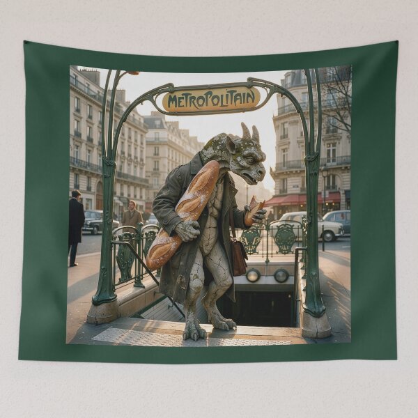 Item preview, Gargoyle Eats Baguettes on the Metro  designed and sold by Tridentulus.