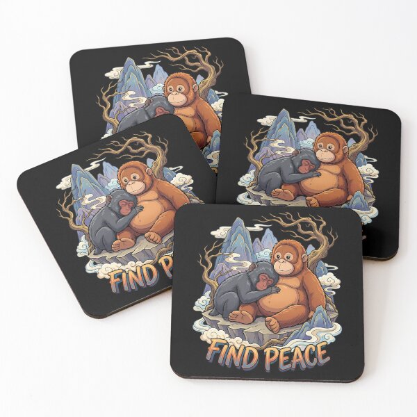 Item preview, Baby Macaque Resting On Orangutan Toy Belly Find Peace designed and sold by Tong4130.