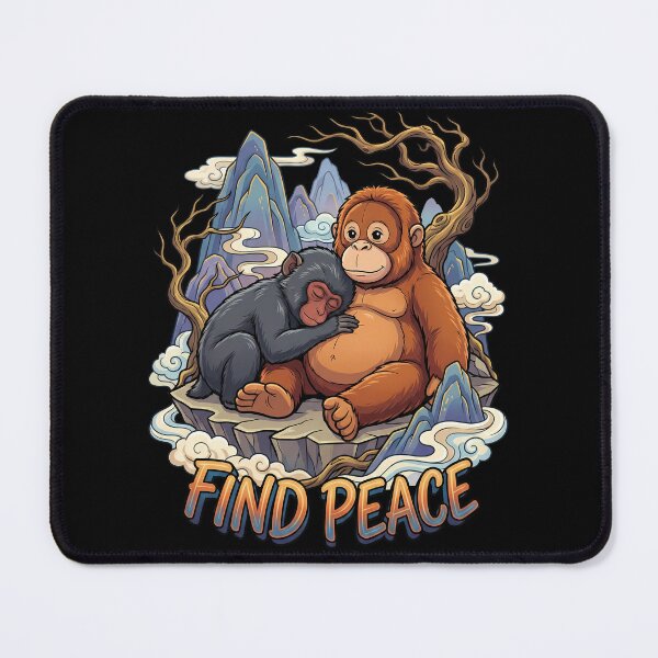 Item preview, Baby Macaque Resting On Orangutan Toy Belly Find Peace designed and sold by Tong4130.