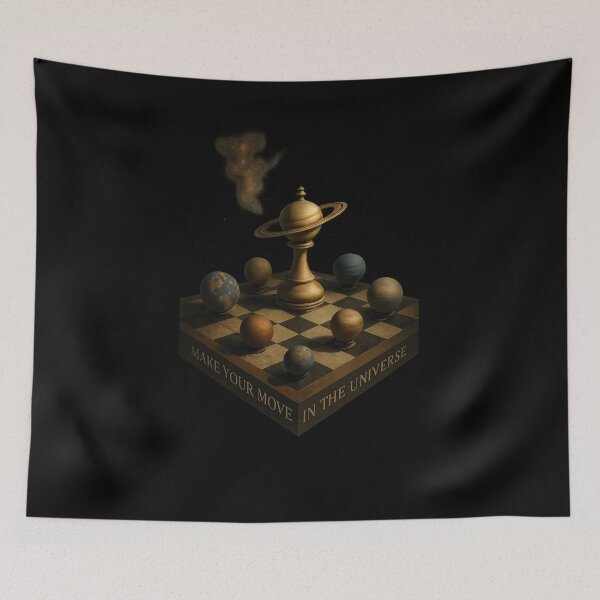 Item preview, Surreal Cosmic Chessboard Poster - Planets as Chess Pieces in Space designed and sold by MKreative Studio.