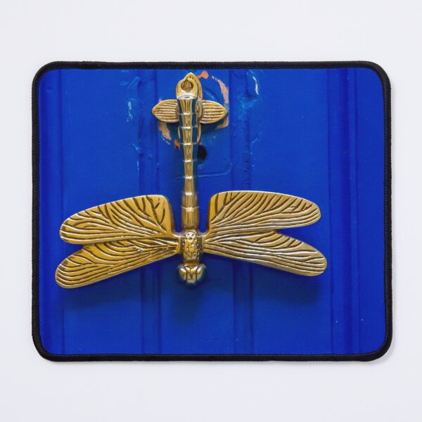 Item preview, Golden Dragonfly Door Knob On Bright Blue Door: Vintage Hardware Accent For Entryway designed and sold by Nmallia.