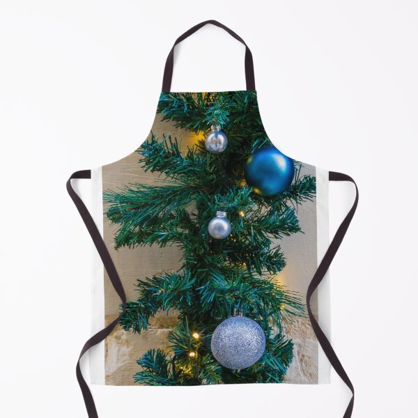 Item preview, Blue and Silver Christmas Tree Ornaments With Warm Yellow Lights on Green Branches designed and sold by Nmallia.