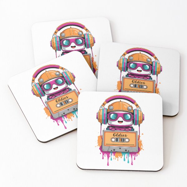 Item preview, Retro Oldies Cassette Headphones – Colorful Vintage Music Illustration for Stickers and T‑Shirts designed and sold by NeoShard.