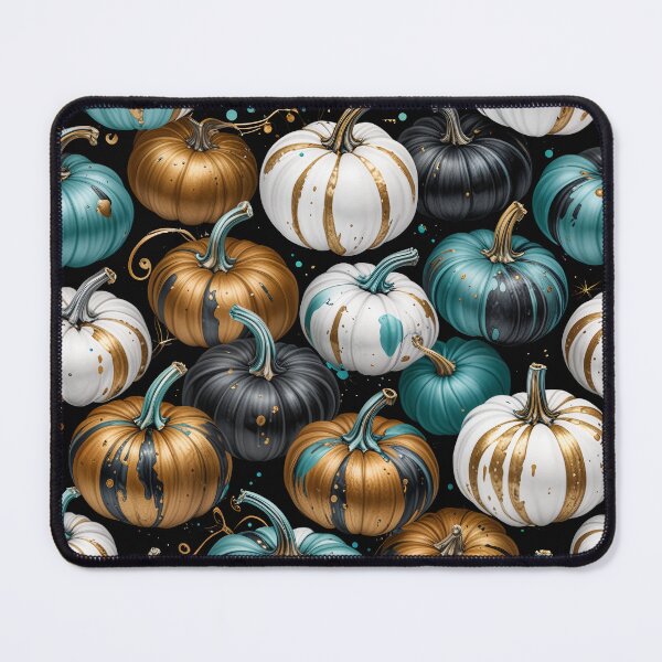 Item preview, Elegant Teal White and Gold Pumpkins Seamless Pattern designed and sold by Fabricbella.