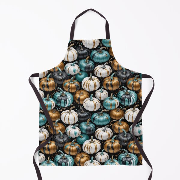 Item preview, Elegant Teal White and Gold Pumpkins Seamless Pattern designed and sold by Fabricbella.