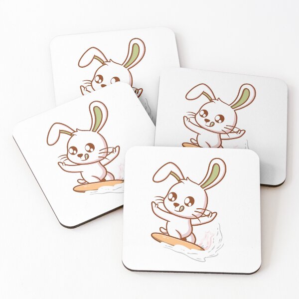 Item preview, Cute Rabbit Riding Waves | Fun Beach & Surf Art stickers  designed and sold by Fouziaart08.