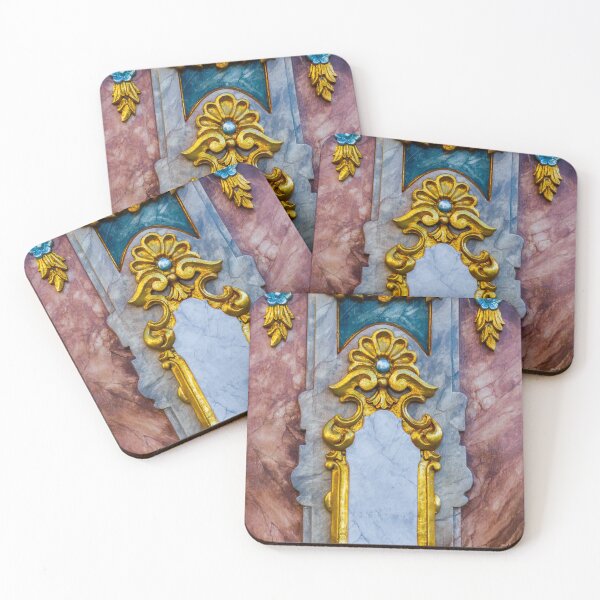 Item preview, Ornate Gold Embellishment With Marble Panel and Floral Garland on Rich Marble Wall designed and sold by Nmallia.