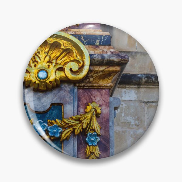 Item preview, Ornate Marble and Gold Gilded Ornament on Historic Balcony With Decorative Carvings designed and sold by Nmallia.