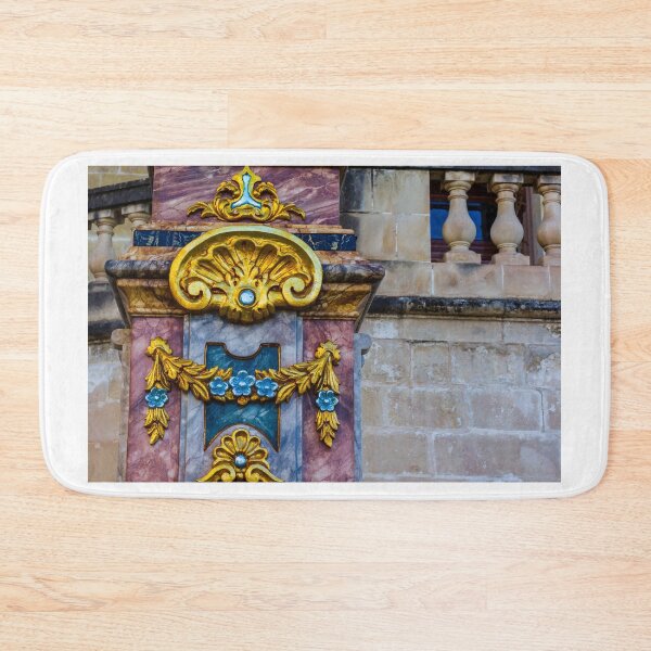 Item preview, Ornate Marble and Gold Gilded Ornament on Historic Balcony With Decorative Carvings designed and sold by Nmallia.