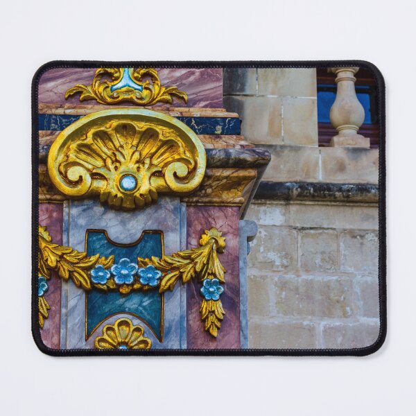 Item preview, Ornate Marble and Gold Gilded Ornament on Historic Balcony With Decorative Carvings designed and sold by Nmallia.