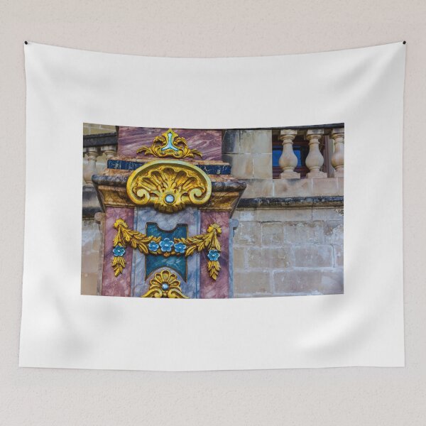Item preview, Ornate Marble and Gold Gilded Ornament on Historic Balcony With Decorative Carvings designed and sold by Nmallia.