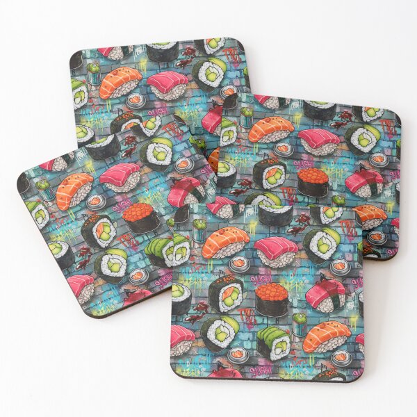 Item preview, Graffiti Sushi Street Art Seamless Pattern designed and sold by Fabricbella.