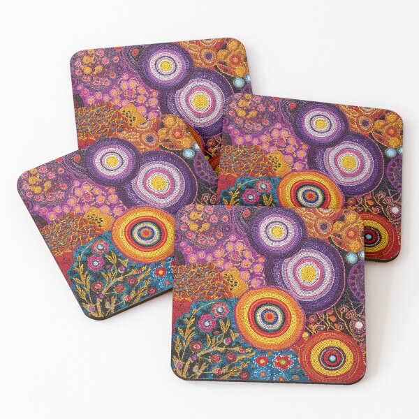 Item preview, Aboriginal Inspired Art - Crimson Red Purple Midnight Garden designed and sold by GrinGalore.