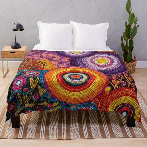 Item preview, Aboriginal Inspired Art - Crimson Red Purple Midnight Garden designed and sold by GrinGalore.
