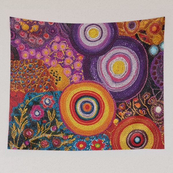 Item preview, Aboriginal Inspired Art - Crimson Red Purple Midnight Garden designed and sold by GrinGalore.