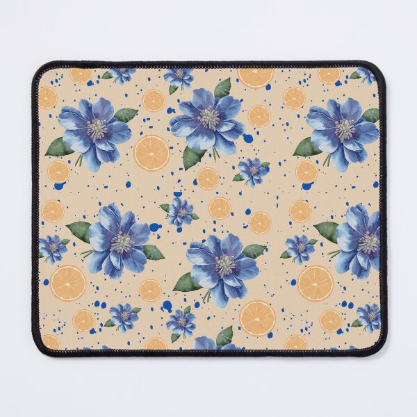 Item preview, Blue & Beige Floral Orange Summer designed and sold by ApricityPhrases.
