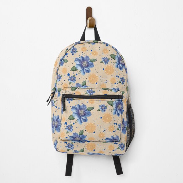 Item preview, Blue & Beige Floral Orange Summer designed and sold by ApricityPhrases.