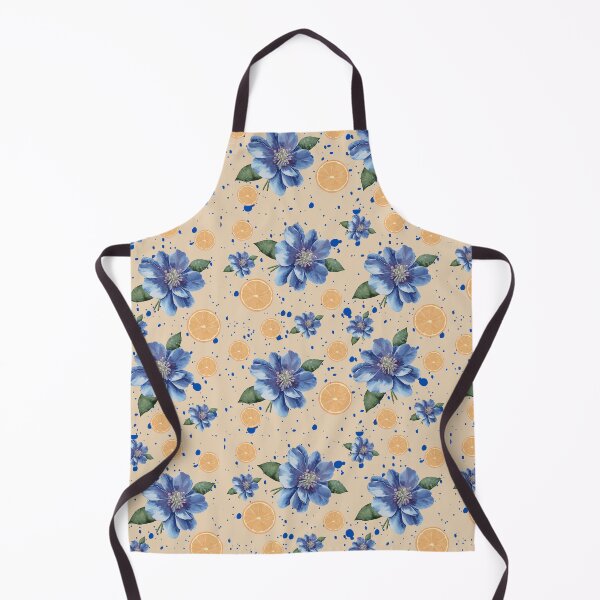 Item preview, Blue & Beige Floral Orange Summer designed and sold by ApricityPhrases.