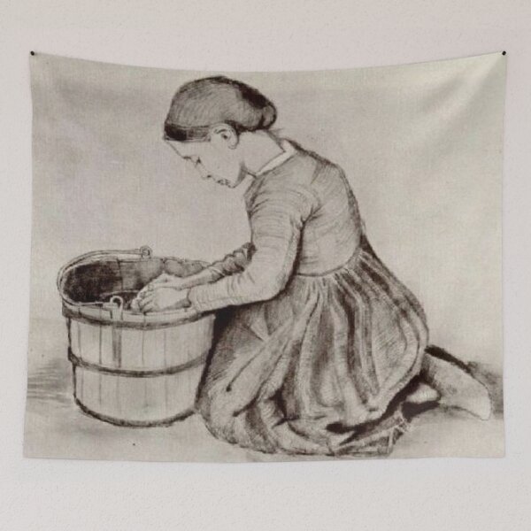 Item preview, Girl Kneeling in Front of a Bucket designed and sold by SharonTheFirst.